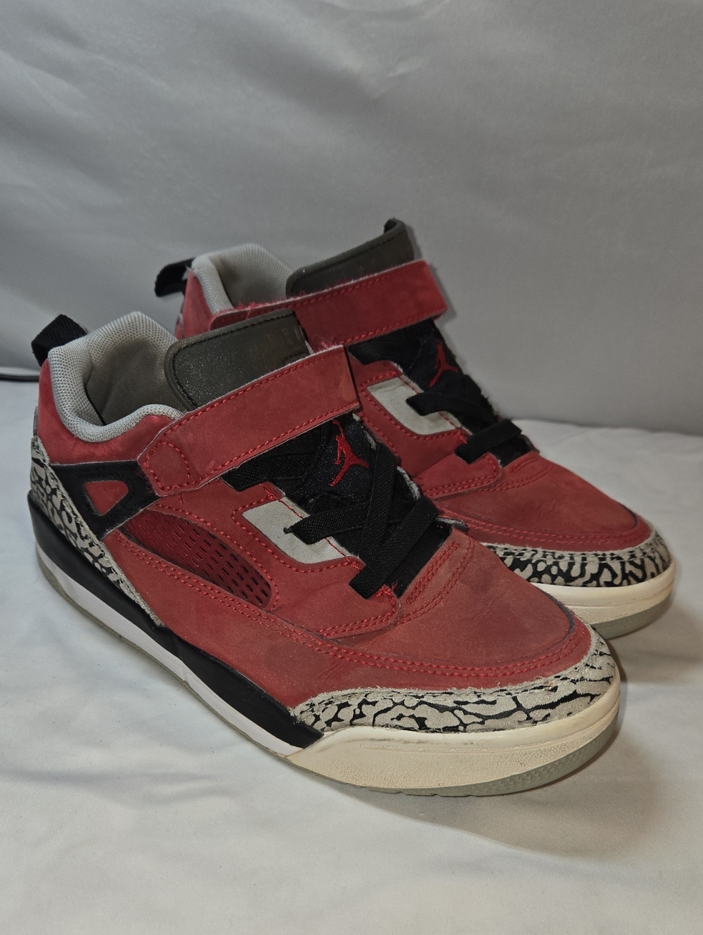 Jordan Kids Red and Black High-Top Sneakers with Elephant Print
